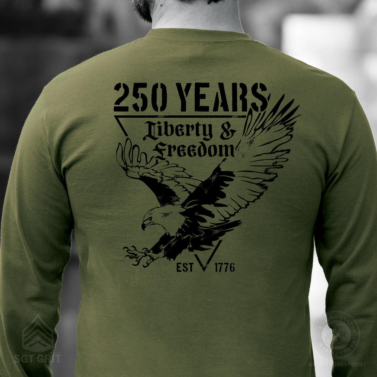 250 Years Eagle Long Sleeve T-Shirt – OD Green - SGT GRIT