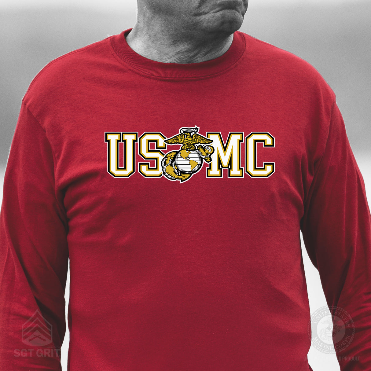 USMC Collegiate EGA Long Sleeve T-Shirt - SGT GRIT
