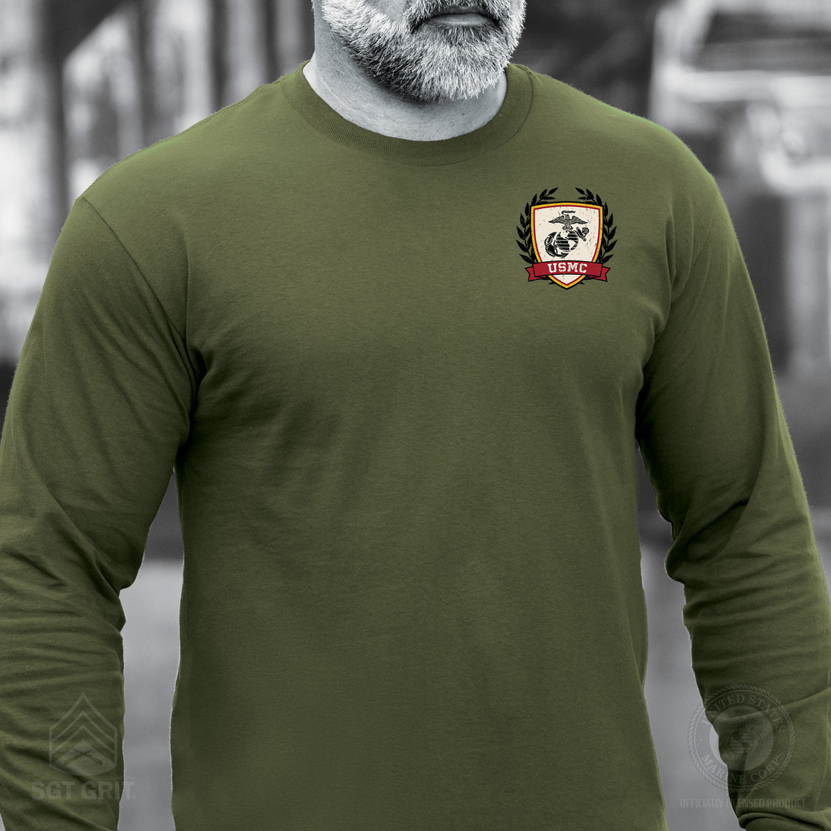 Collegiate Left Chest Crest Long Sleeve T-shirt - SGT GRIT