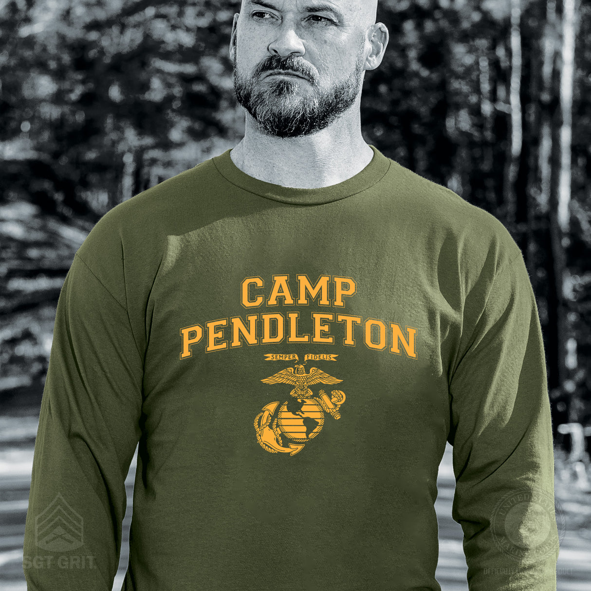 Marine Corps Base Collegiate EGA Long Sleeve T-Shirt - SGT GRIT