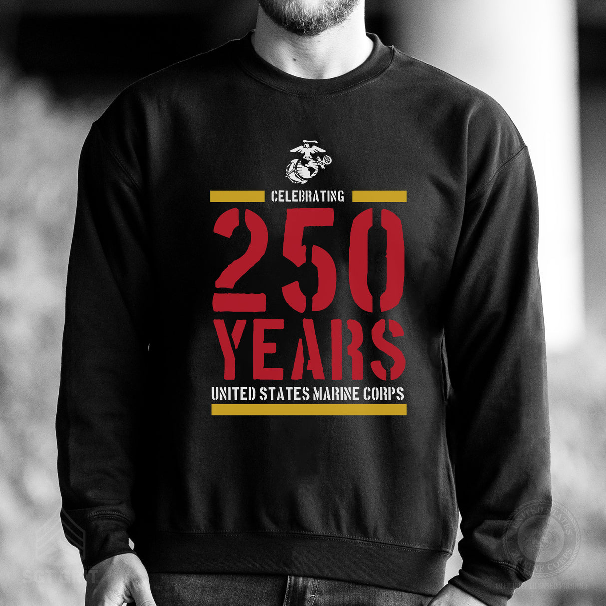 USMC Celebrating 250 Years Sweatshirt- Black - SGT GRIT