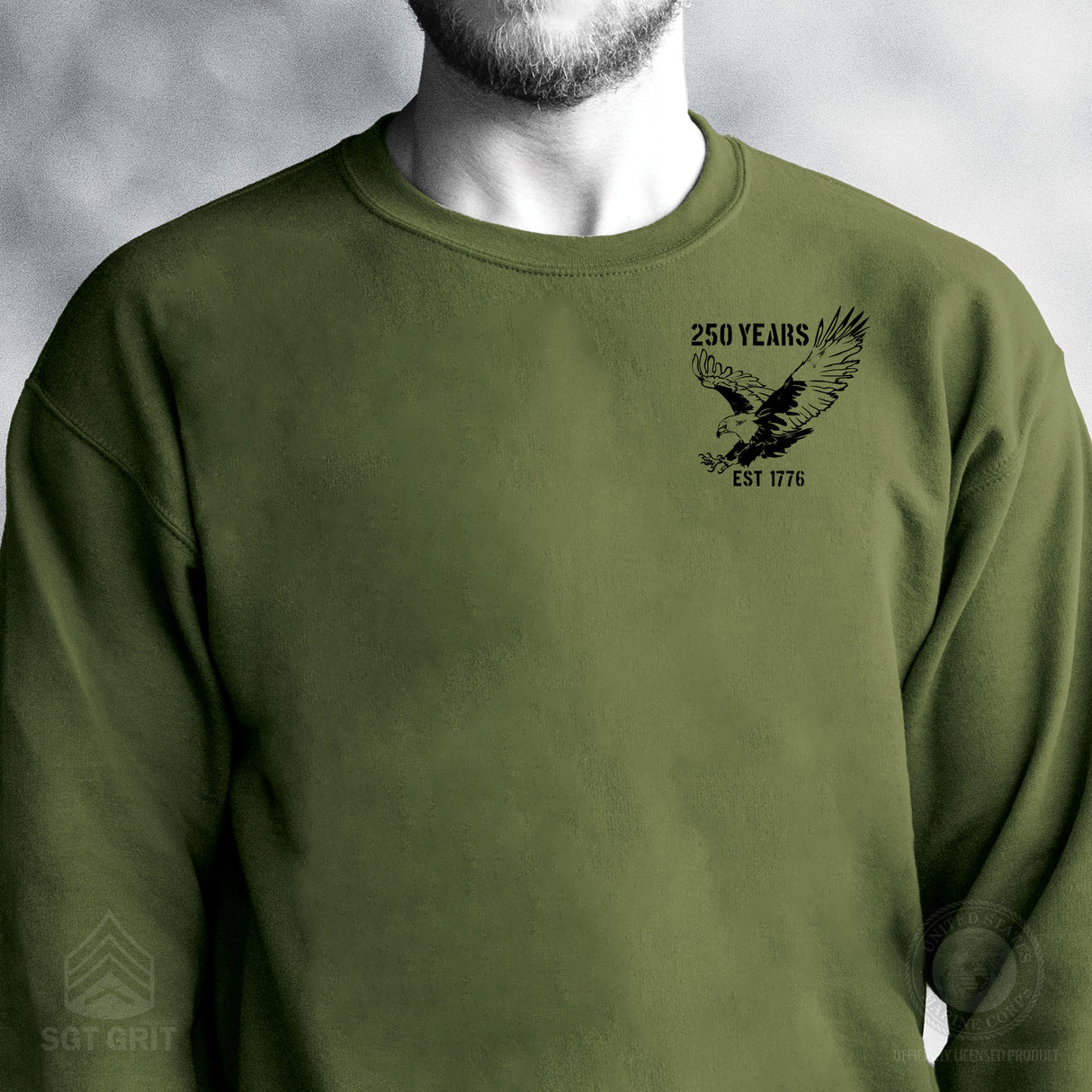 250 Years Eagle Sweatshirt – OD Green - SGT GRIT