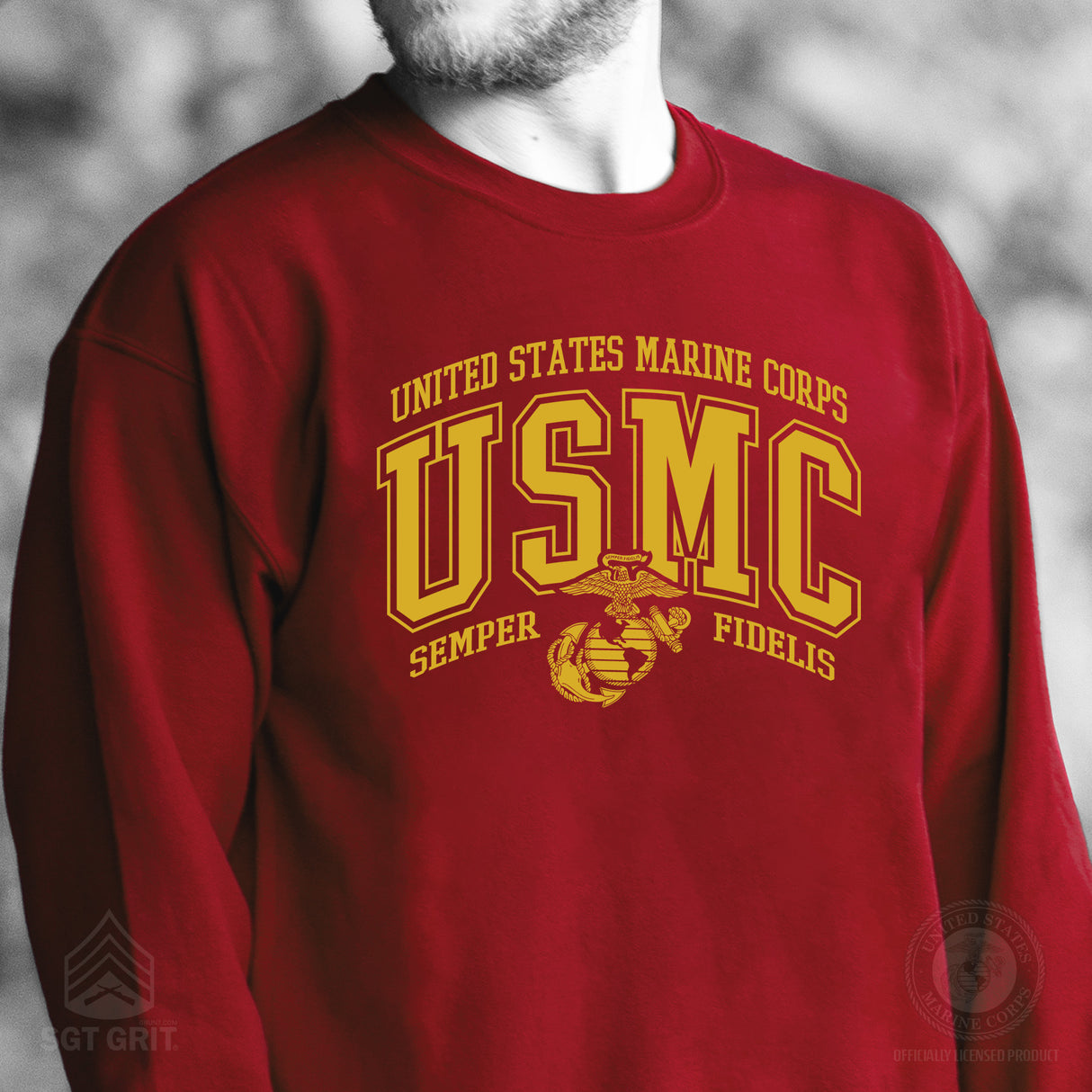 USMC Bold Collegiate Sweatshirt - SGT GRIT