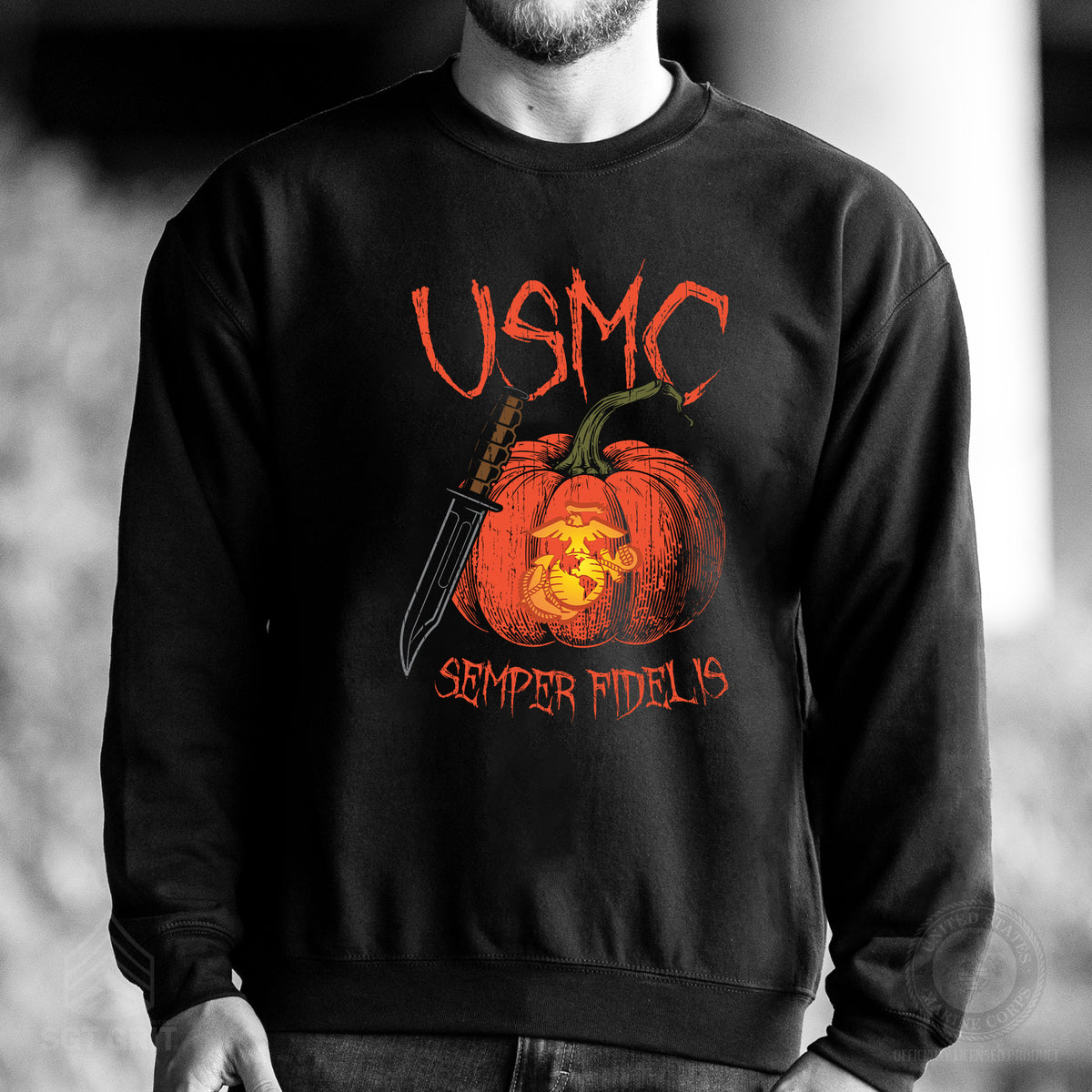 USMC Halloween Pumpkin Sweatshirt - SGT GRIT