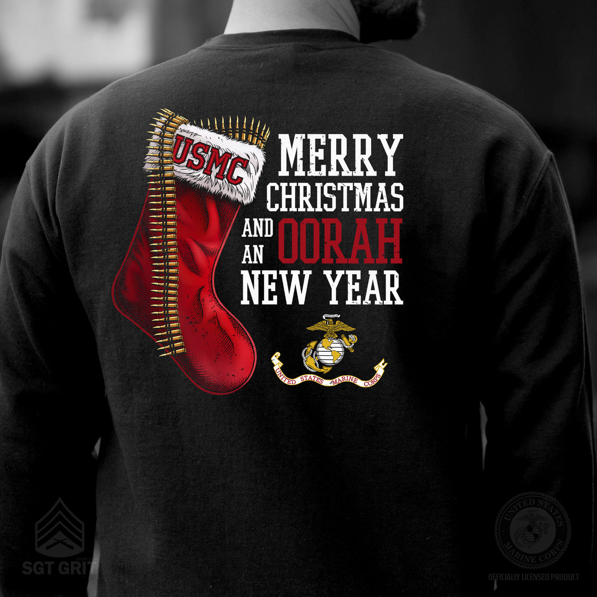 USMC Christmas Stocking Sweatshirt- Left Chest - SGT GRIT
