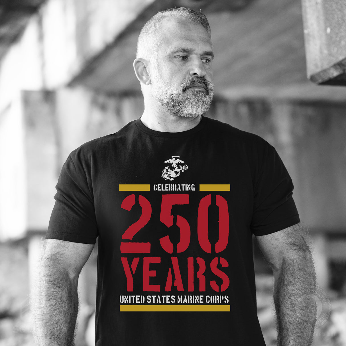 USMC Celebrating 250 Years T-Shirt- Black - SGT GRIT