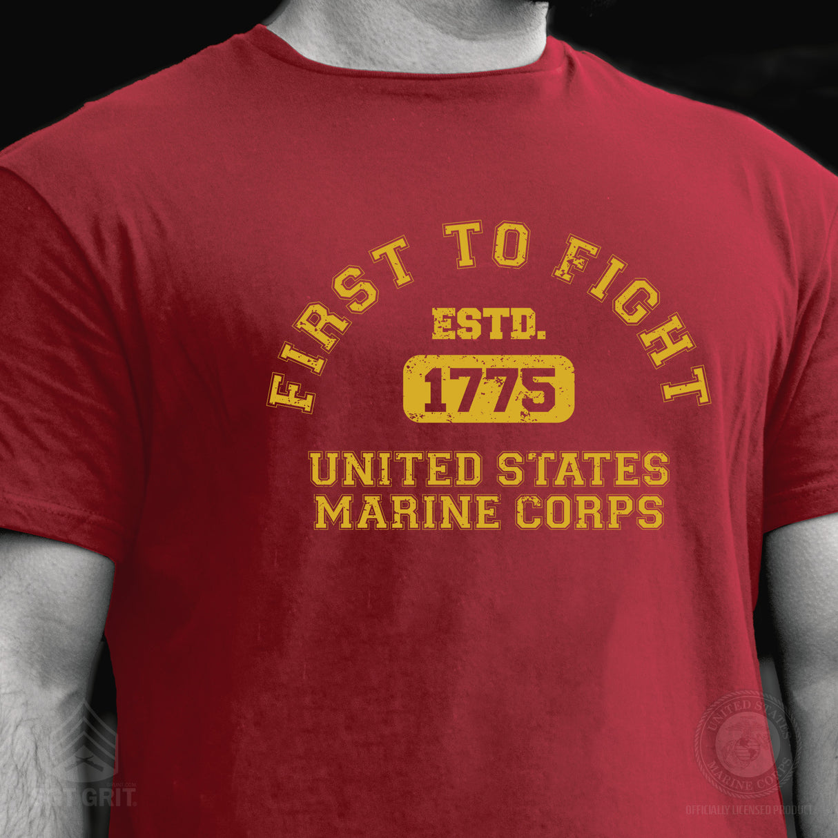 First to Fight Collegiate USMC T-Shirt - SGT GRIT