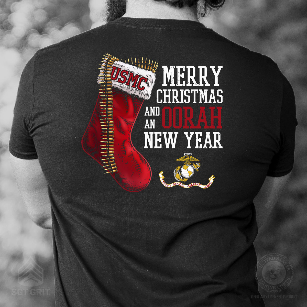 USMC Christmas Stocking T-Shirt- Left Chest - SGT GRIT