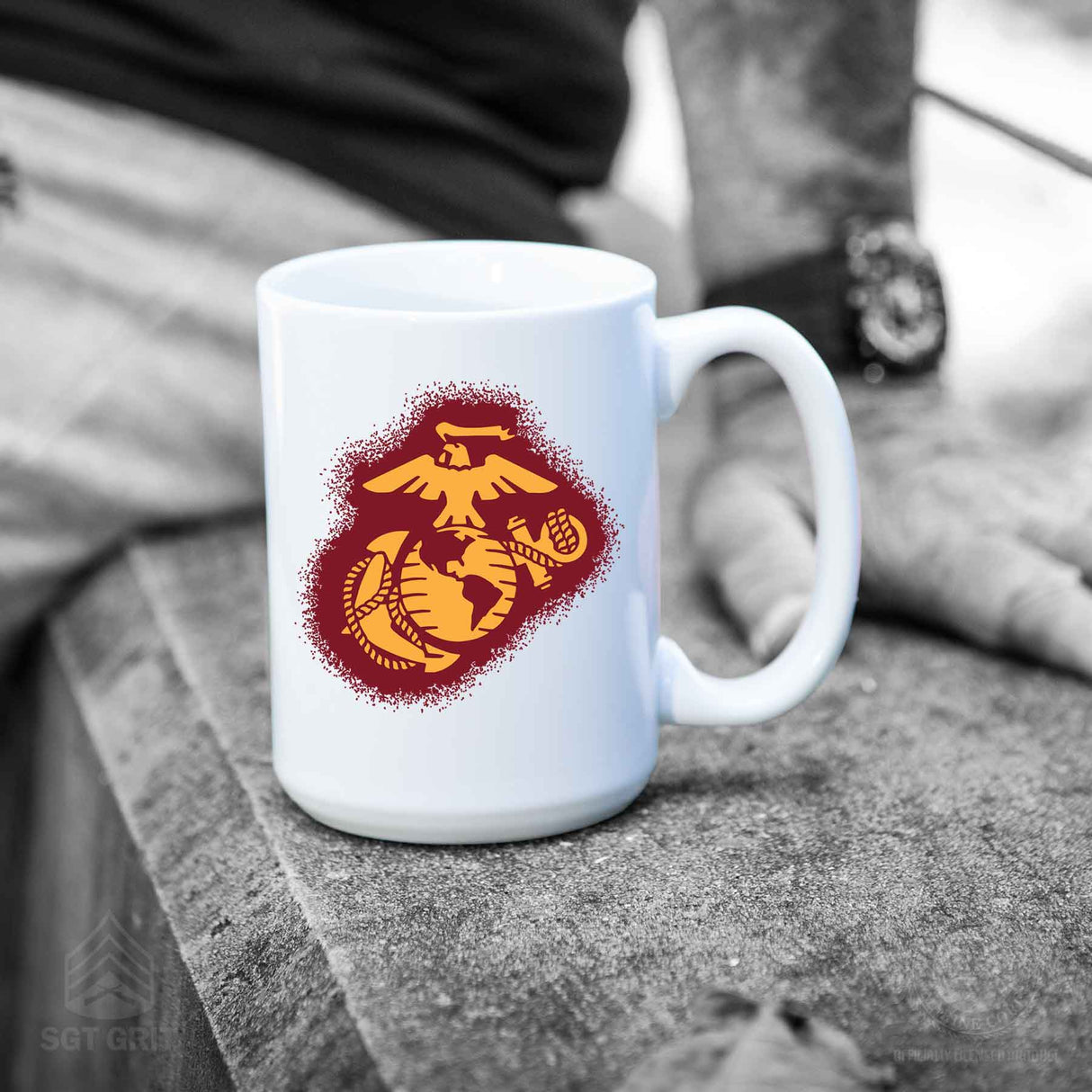 USMC Eagle, Globe, and Anchor Painted Mug- Red/Gold - SGT GRIT