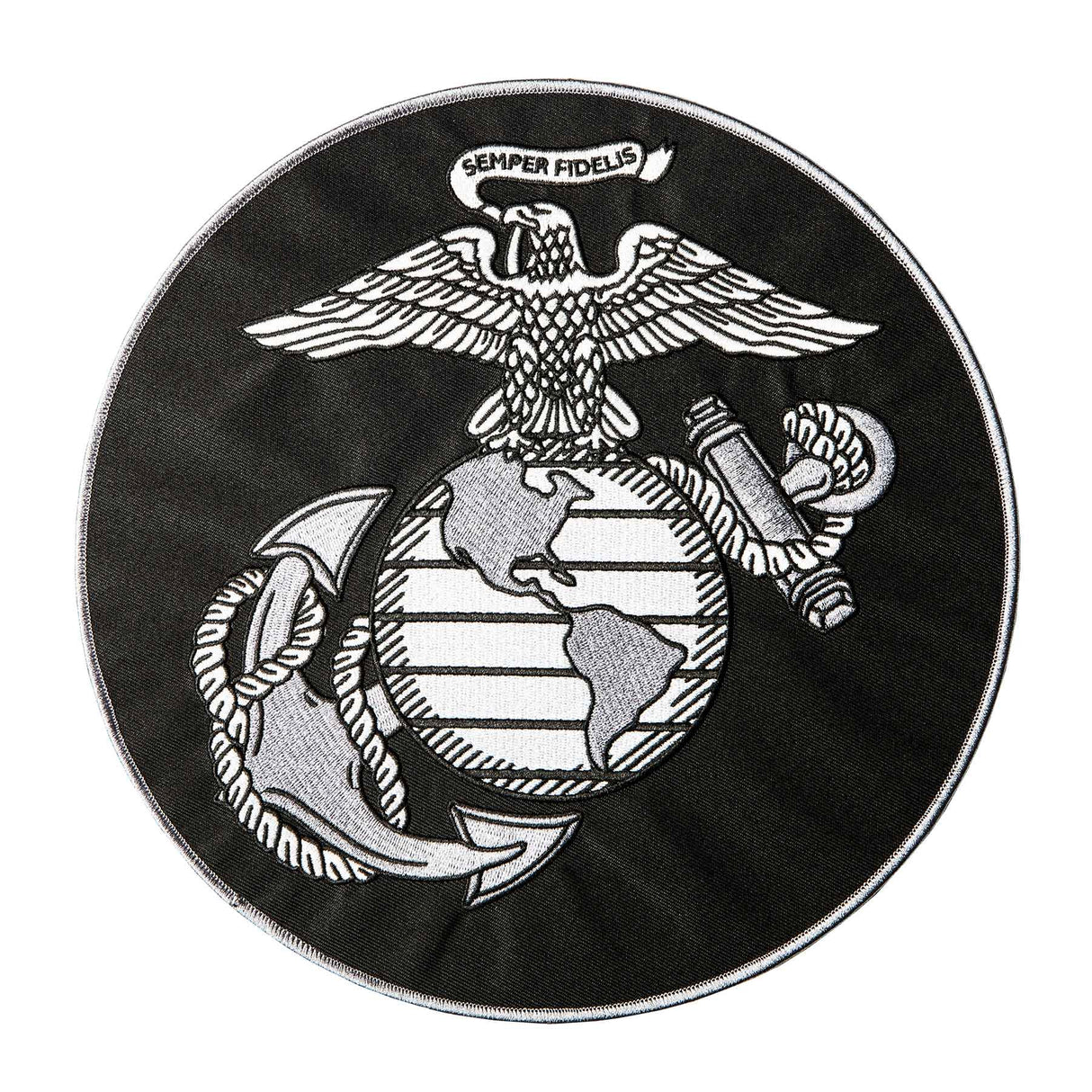 Eagle, Globe, and Anchor 10 inch Patch- Black and White - SGT GRIT
