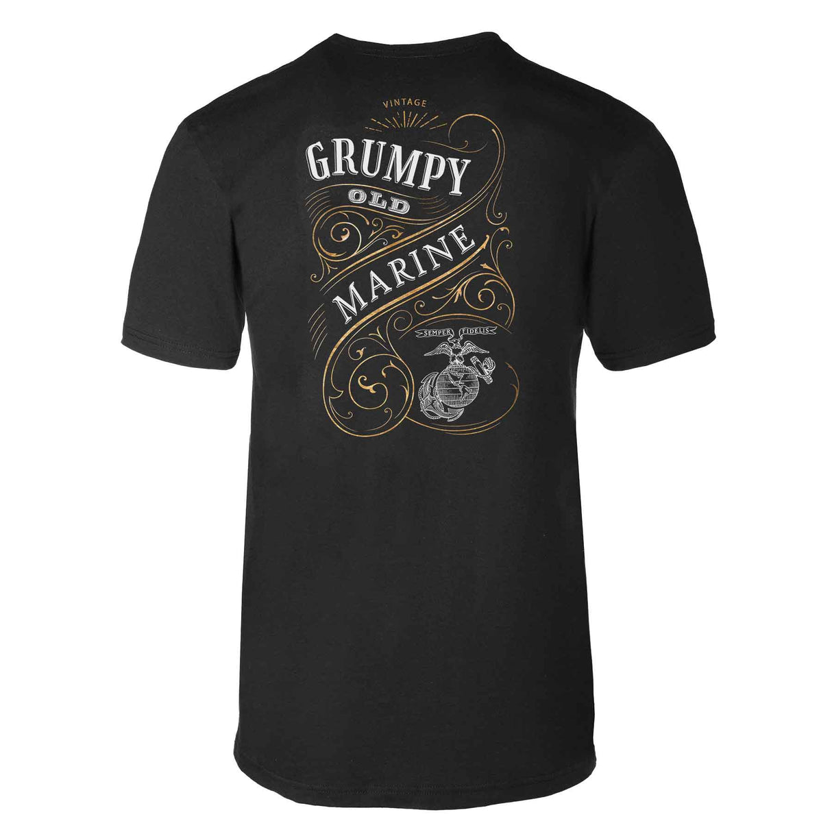 Grumpy Old Marine Vintage EGA Back With Front Pocket T-shirt - SGT GRIT