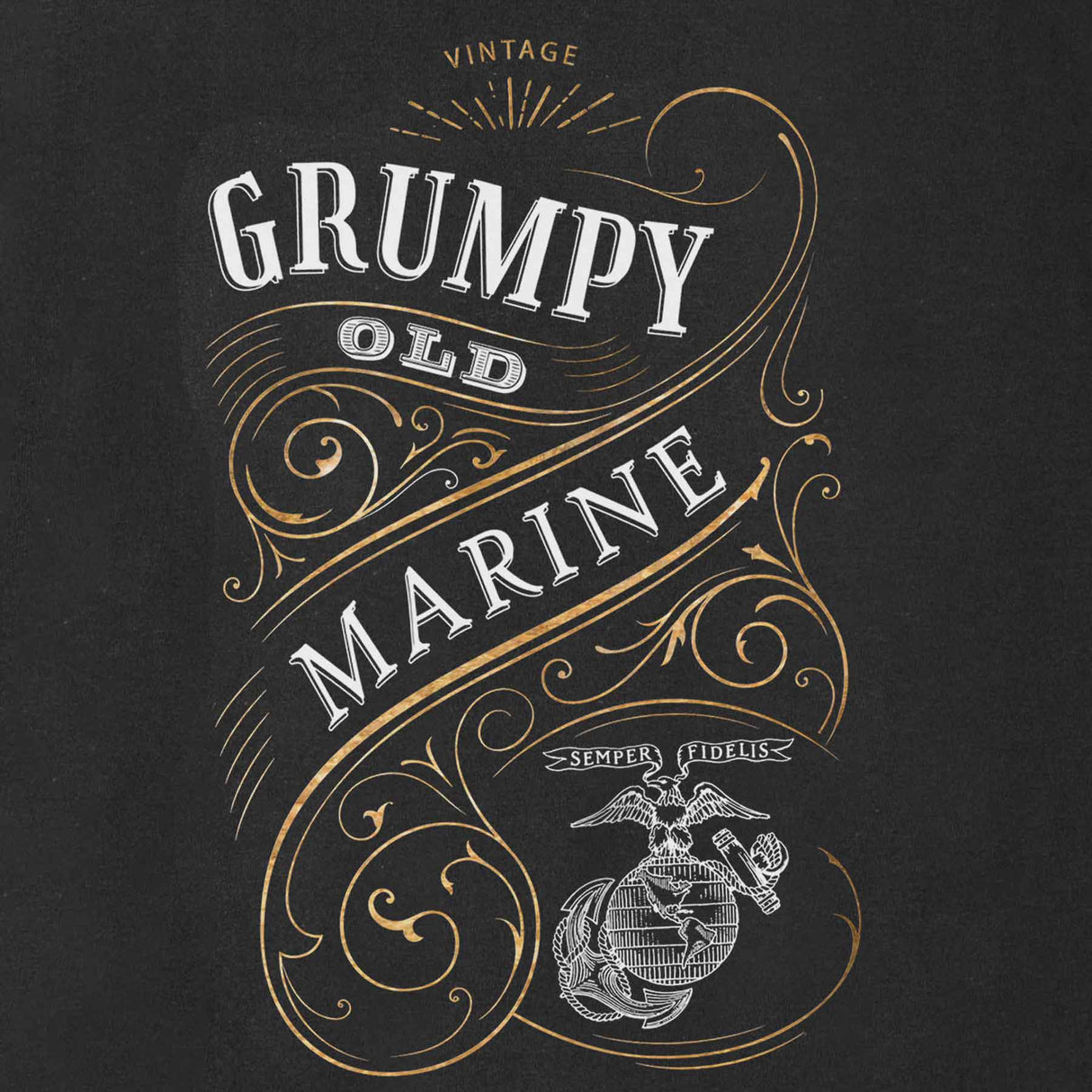 Grumpy Old Marine Vintage EGA Back With Front Pocket T-shirt - SGT GRIT