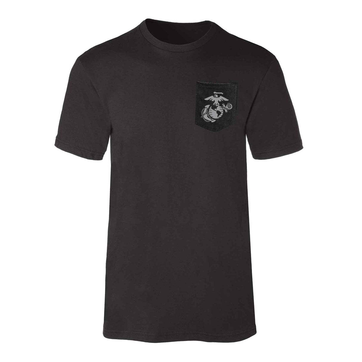 USMC Devil Dog Back With Front Pocket T-shirt, Gray EGA - SGT GRIT