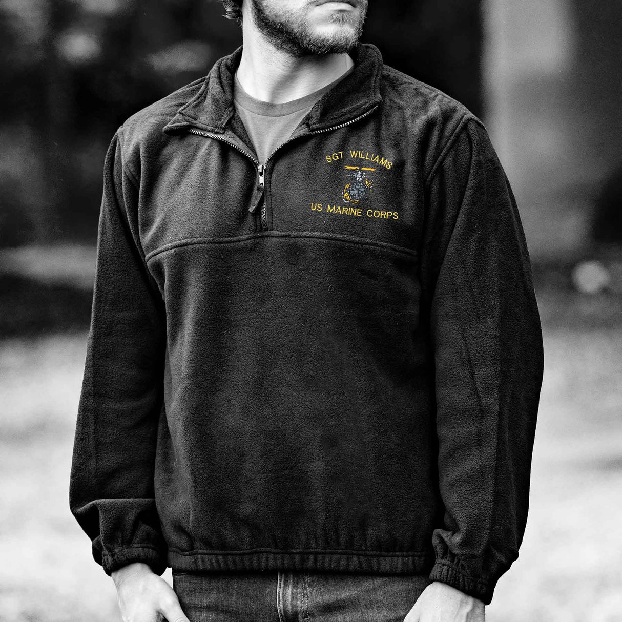Custom USMC Embroidered 1/4 Zip Fleece - SGT GRIT