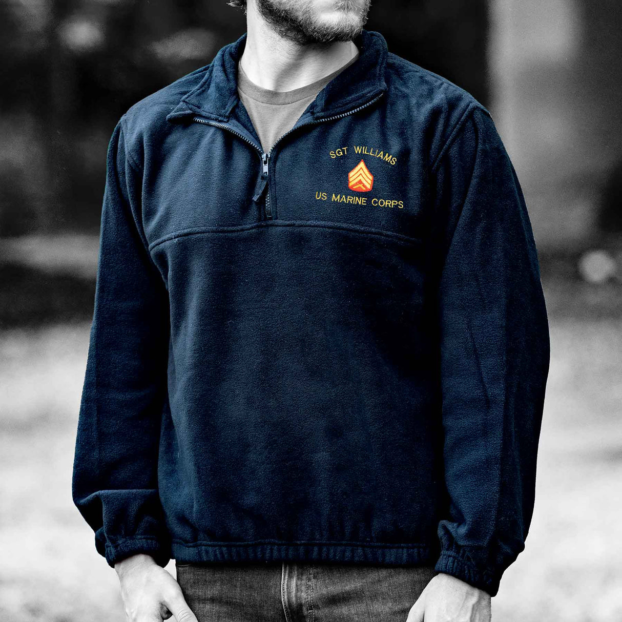 Custom USMC Embroidered 1/4 Zip Fleece - SGT GRIT