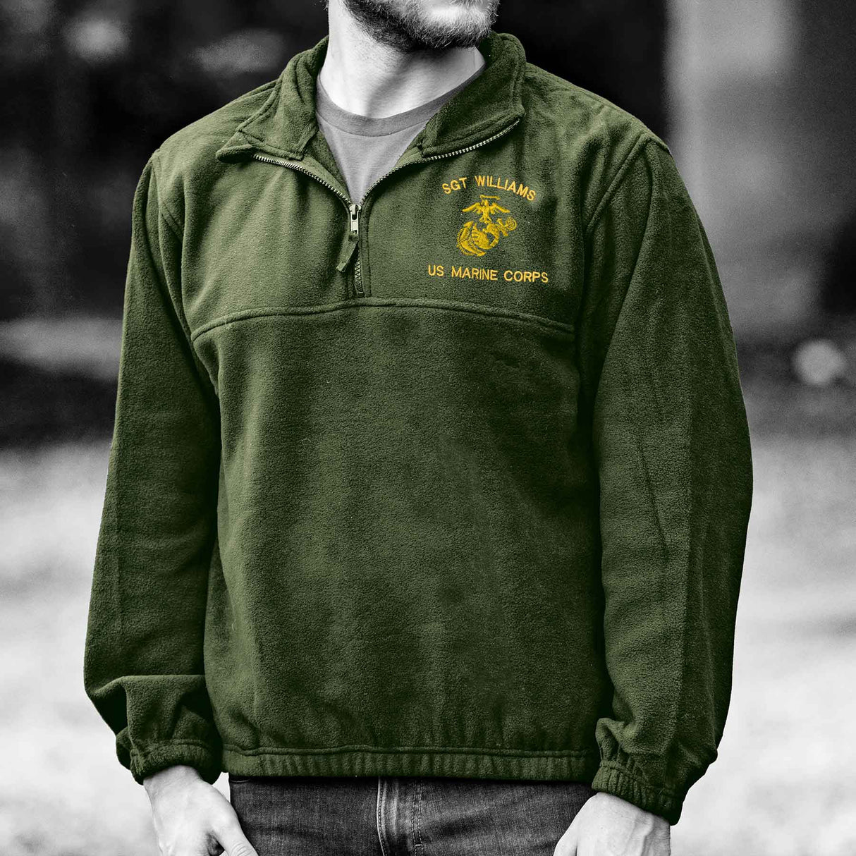 Custom USMC Embroidered 1/4 Zip Fleece - SGT GRIT