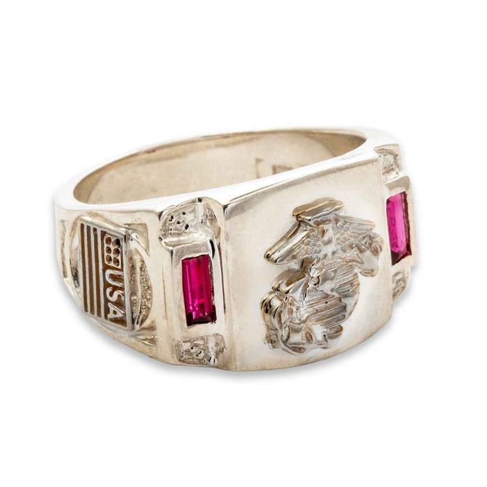 Silver Ring With EGA, Synthetic Rubies- Customizable - SGT GRIT