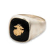 Sterling Silver Ring With 14K Gold EGA and Black Stone - SGT GRIT