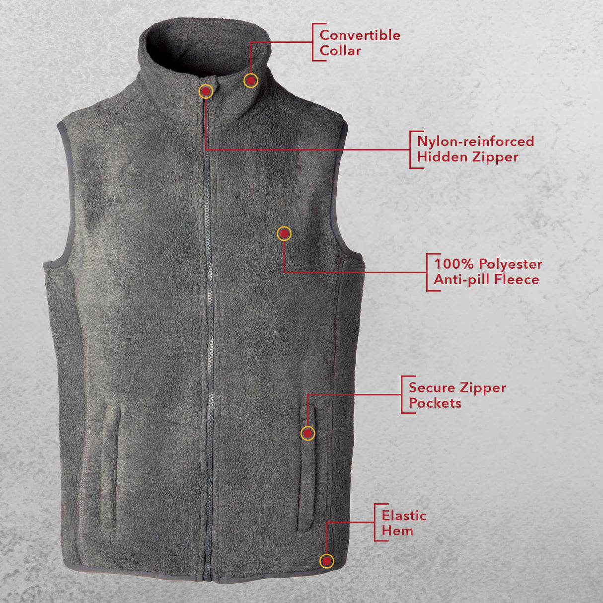 Marine Corps MOS Embroidered Fleece Vest - Gray with Black - SGT GRIT