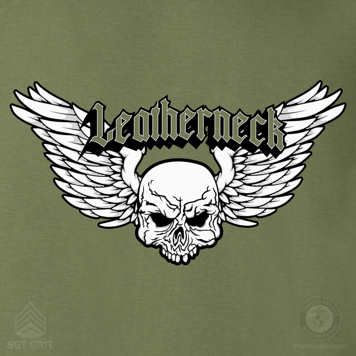 Leatherneck Skull Sweatshirt - OD Green - SGT GRIT