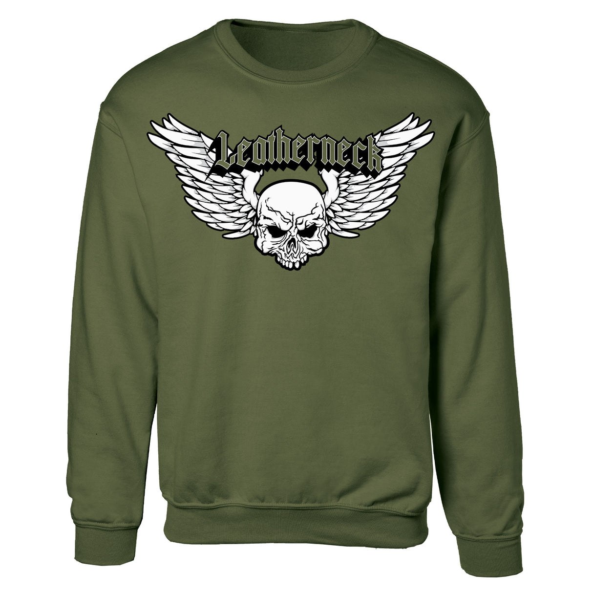 Leatherneck Skull Sweatshirt - OD Green - SGT GRIT