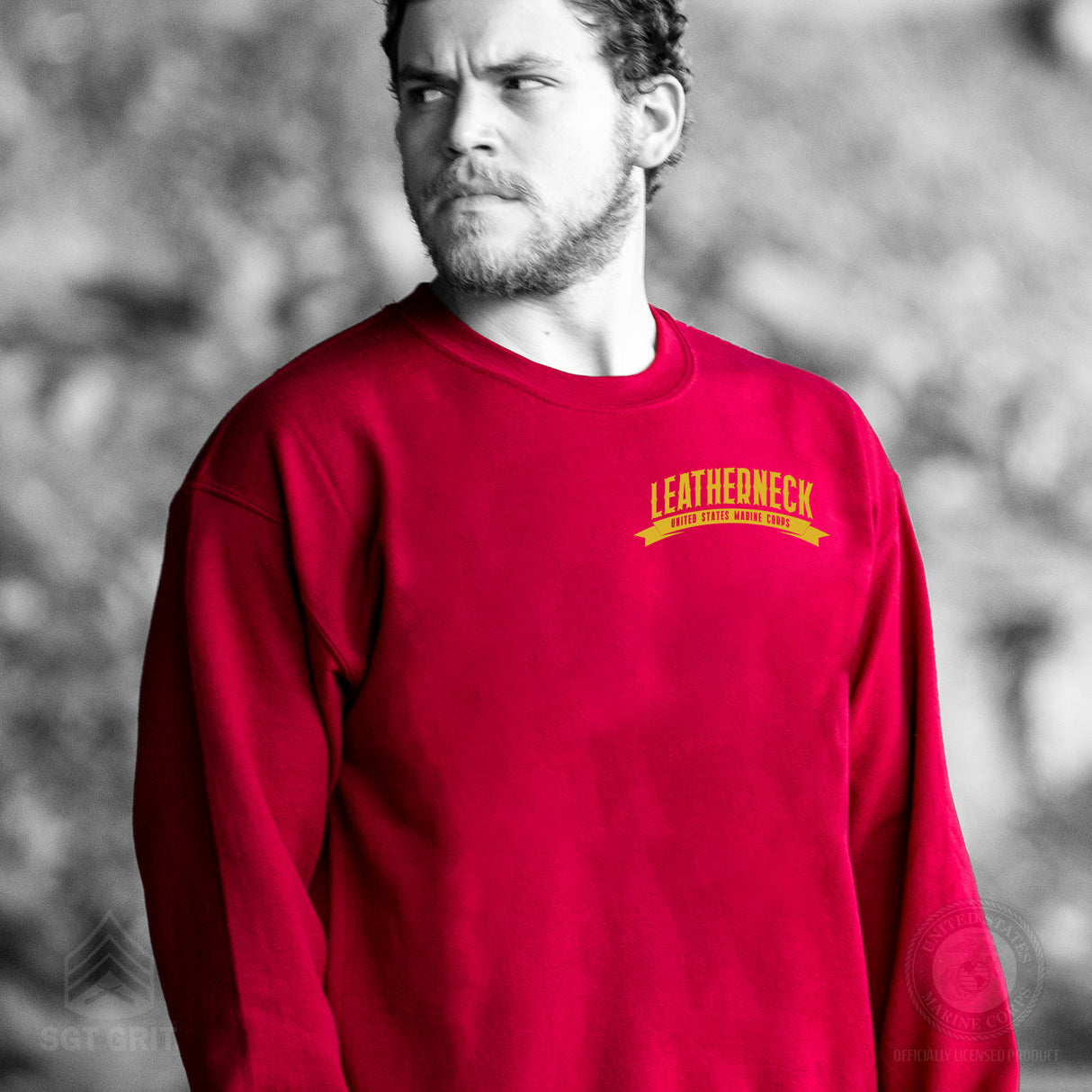 USMC Leatherneck Left Chest Sweatshirt- Red - SGT GRIT