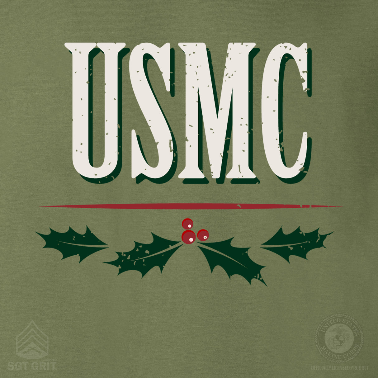 USMC Tun Tavern Christmas Sweatshirt Back Design- OD Green - SGT GRIT