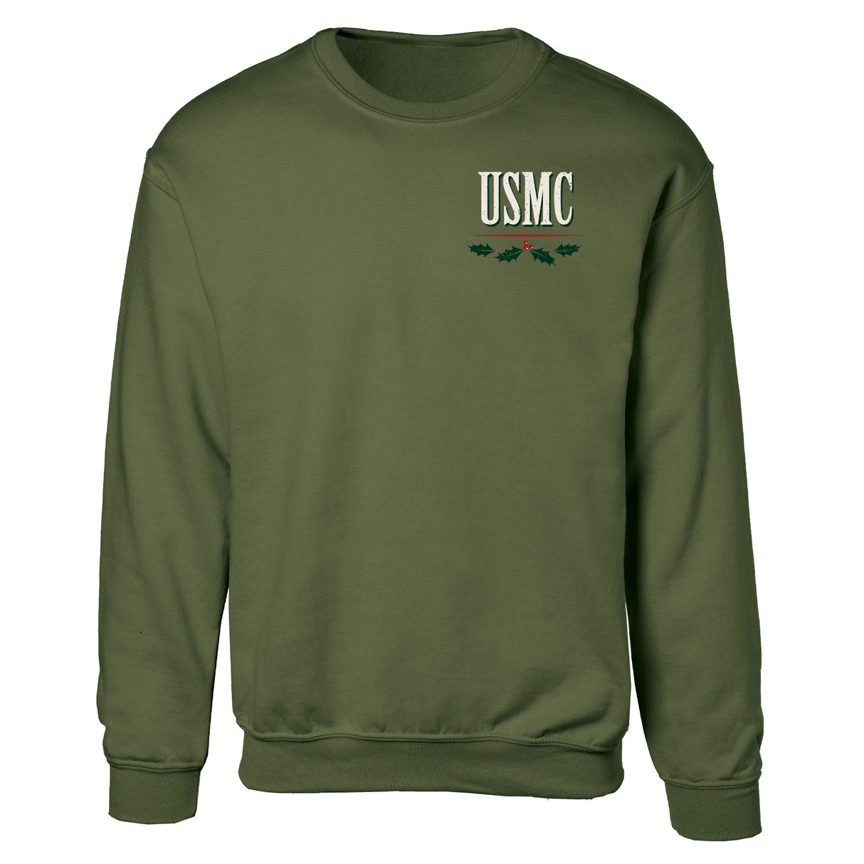 USMC Tun Tavern Christmas Sweatshirt Back Design- OD Green - SGT GRIT