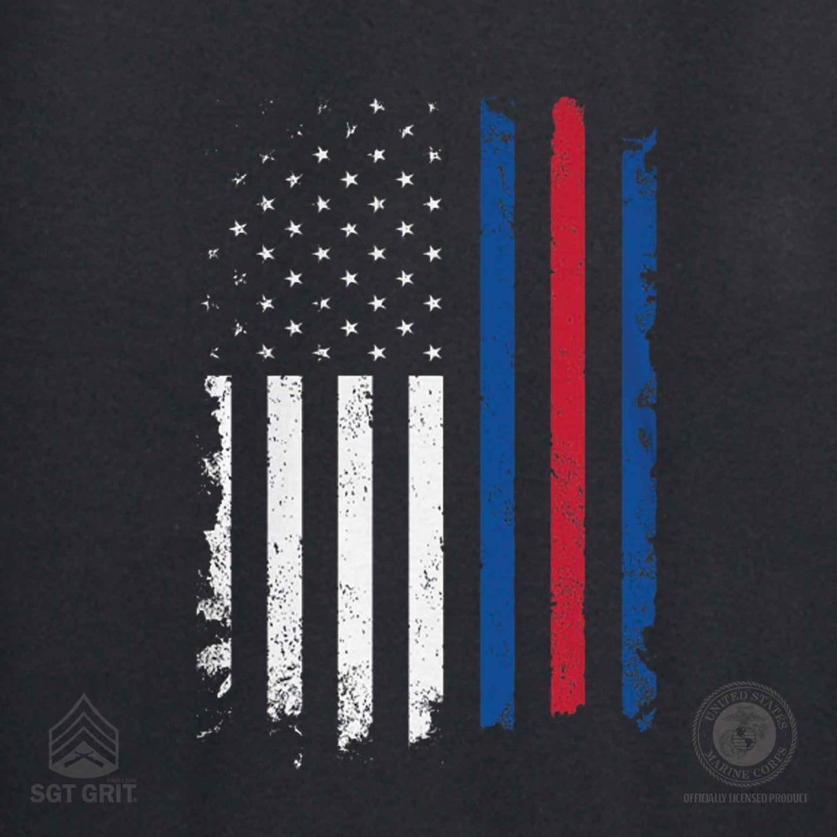 Marine Corps Blood Stripe Flag Black T-shirt - SGT GRIT