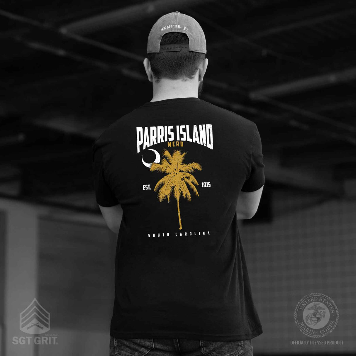 Parris Island MCRD Palm T-shirt - SGT GRIT