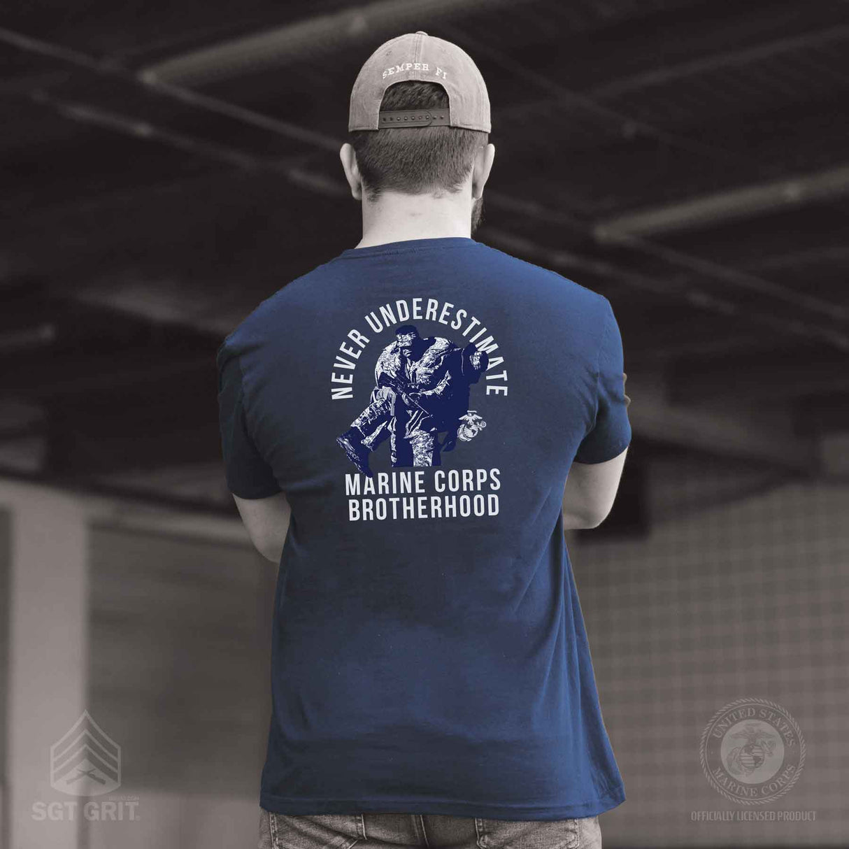 USMC Marine Corps Brotherhood T-shirt 100% Cotton - SGT GRIT