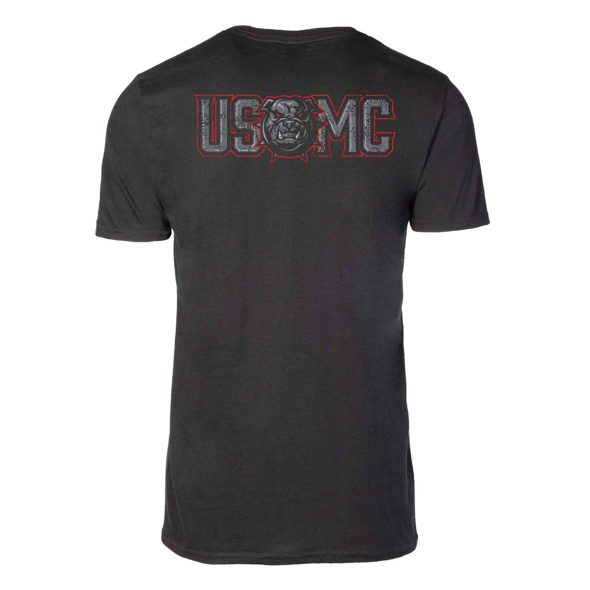 USMC Devil Dog Back With Left Chest T-shirt, Gray EGA - SGT GRIT