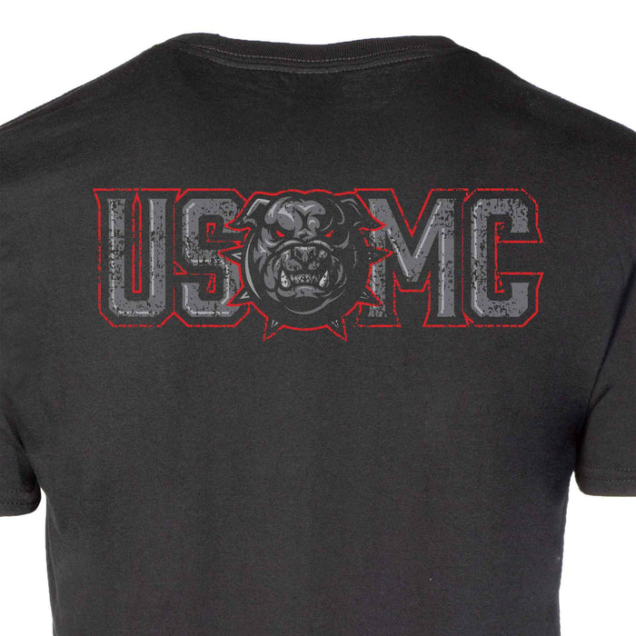 USMC Devil Dog Back With Left Chest T-shirt, Gray EGA - SGT GRIT