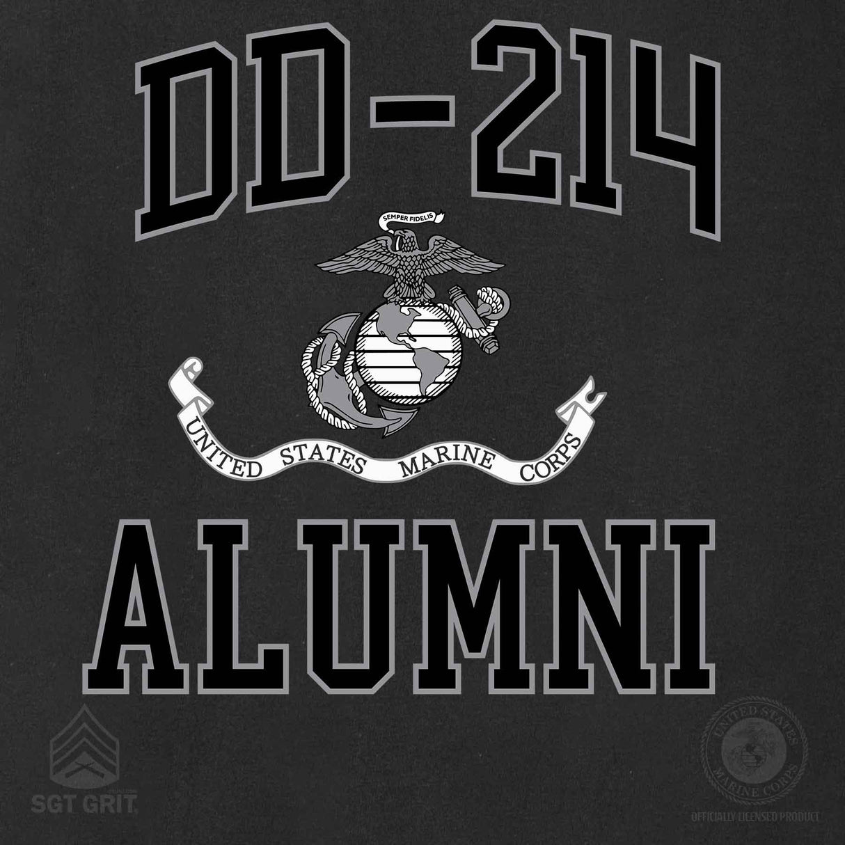 USMC DD-214 Alumni T-shirt, Black - SGT GRIT