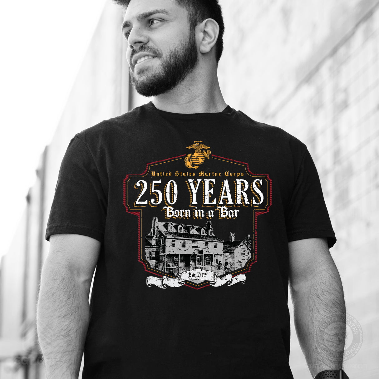 USMC Born in a Bar 250 Years T-Shirt - SGT GRIT