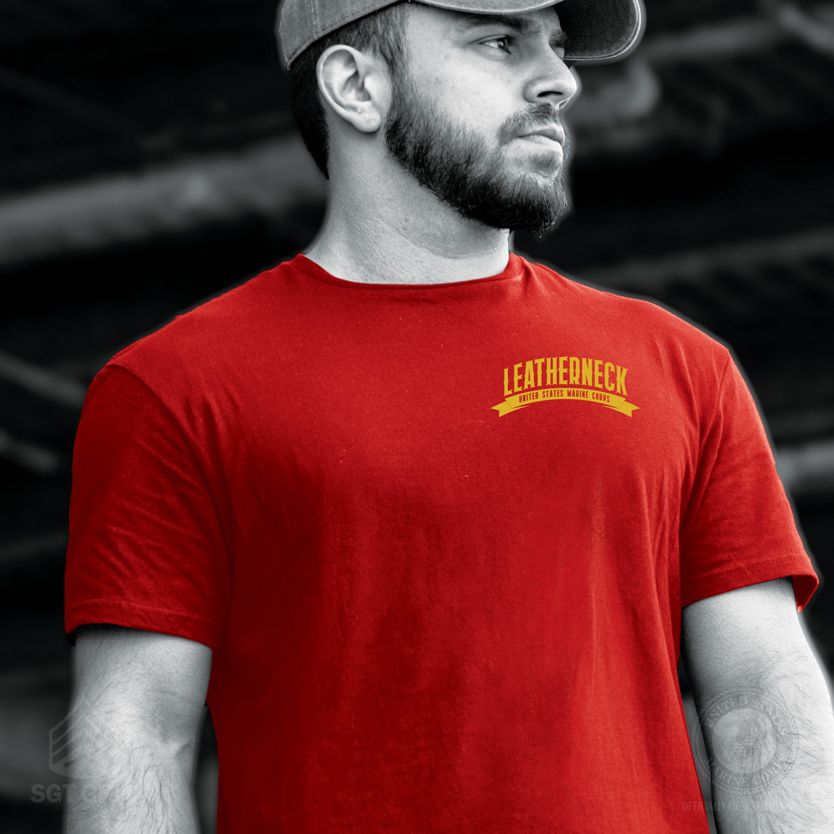 USMC Leatherneck Left Chest T-Shirt- Red - SGT GRIT