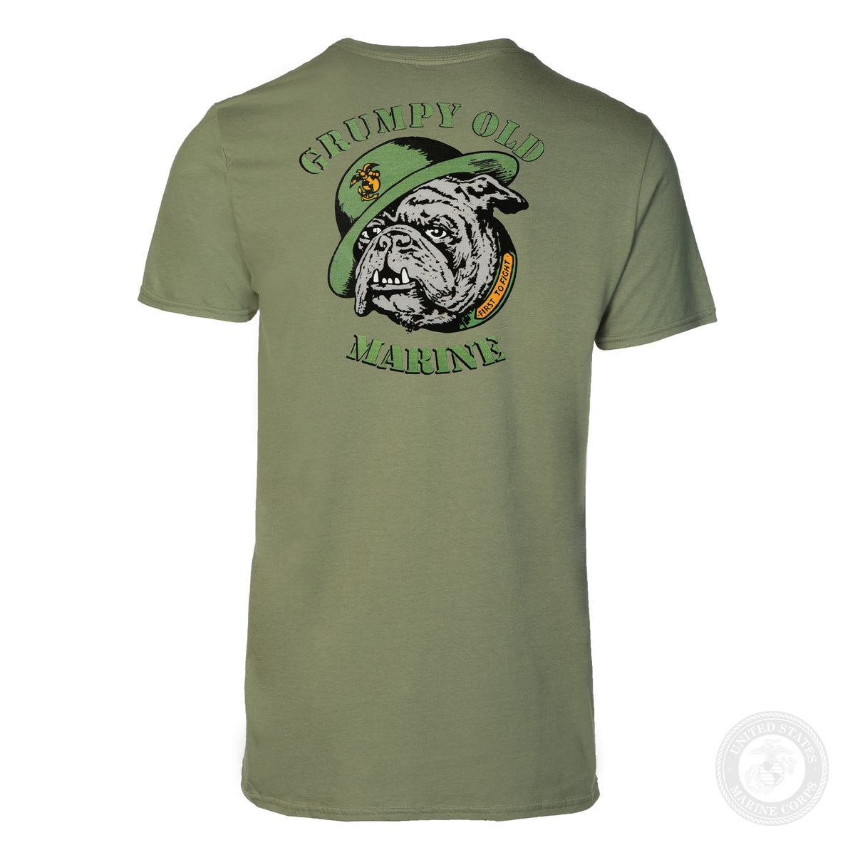 Grumpy Old Marine Bulldog Mascot T-shirt- Back Design - SGT GRIT