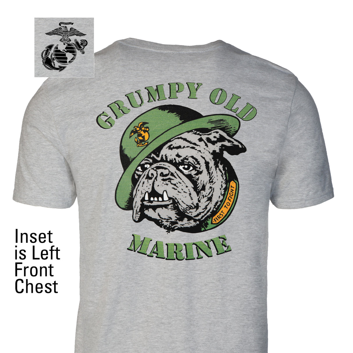 Grumpy Old Marine Bulldog Mascot T-shirt- Back Design - SGT GRIT