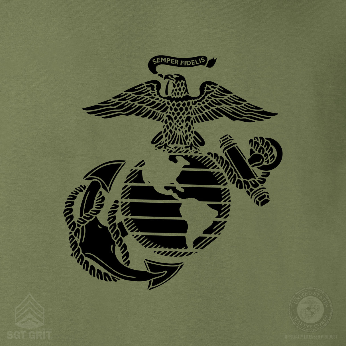 Grumpy Old Marine Bulldog Mascot T-shirt- Back Design - SGT GRIT