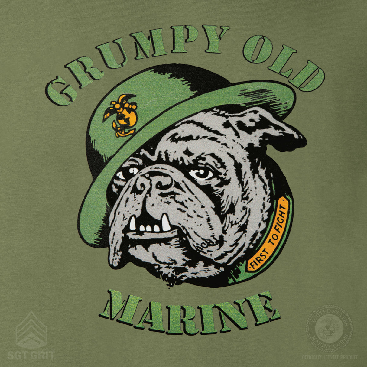 Grumpy Old Marine Bulldog Mascot T-shirt- Back Design - SGT GRIT