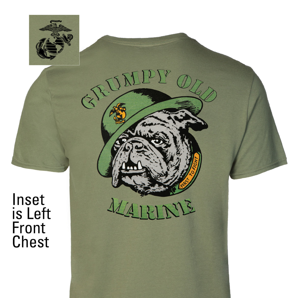 Grumpy Old Marine Bulldog Mascot T-shirt- Back Design - SGT GRIT