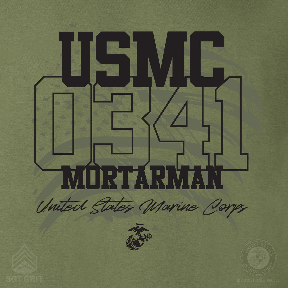 Choose Your Marine MOS Flag T-shirt- Back Design - SGT GRIT