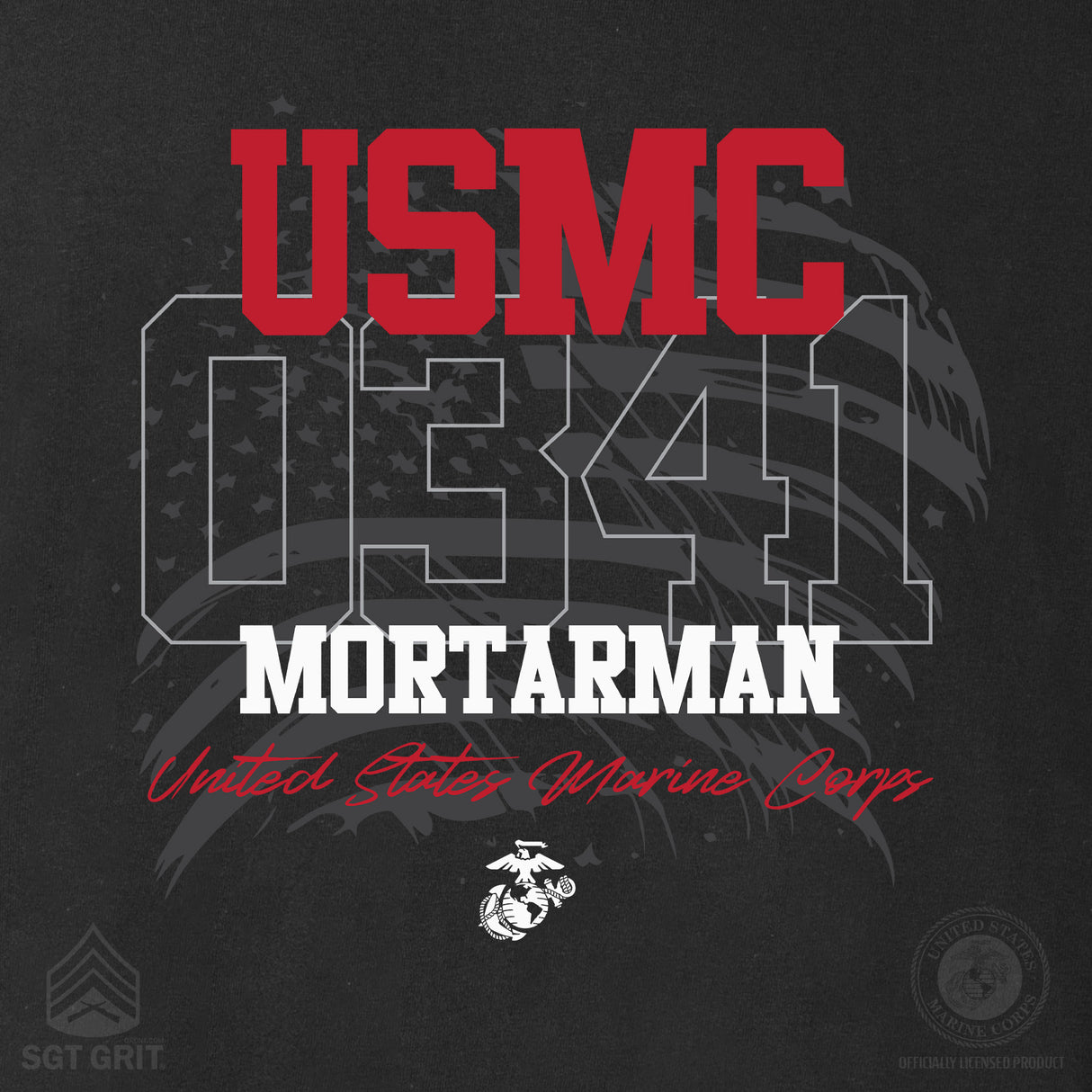 Choose Your Marine MOS Flag T-shirt- Back Design - SGT GRIT