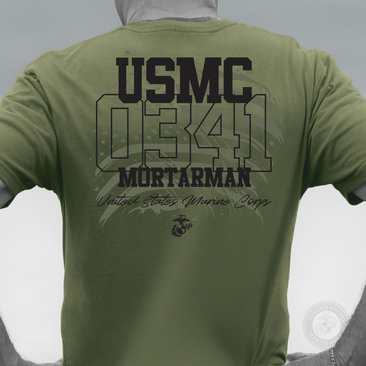 Choose Your Marine MOS Flag T-shirt- Back Design - SGT GRIT