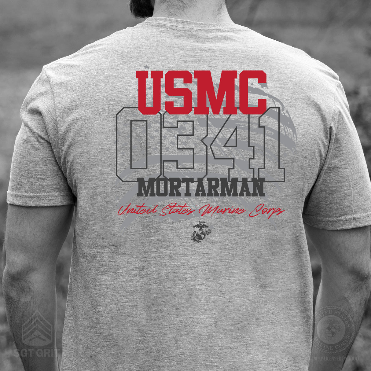 Choose Your Marine MOS Flag T-shirt- Back Design - SGT GRIT