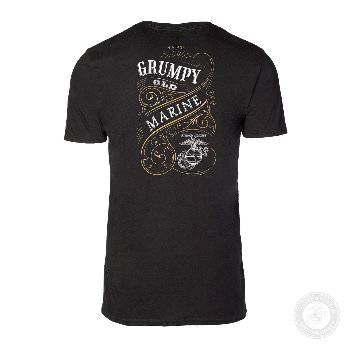 Grumpy Old Marine Vintage EGA T-shirt- Back Design - SGT GRIT