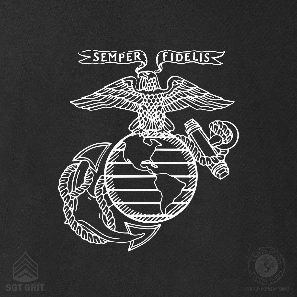 Grumpy Old Marine Vintage EGA T-shirt- Back Design - SGT GRIT