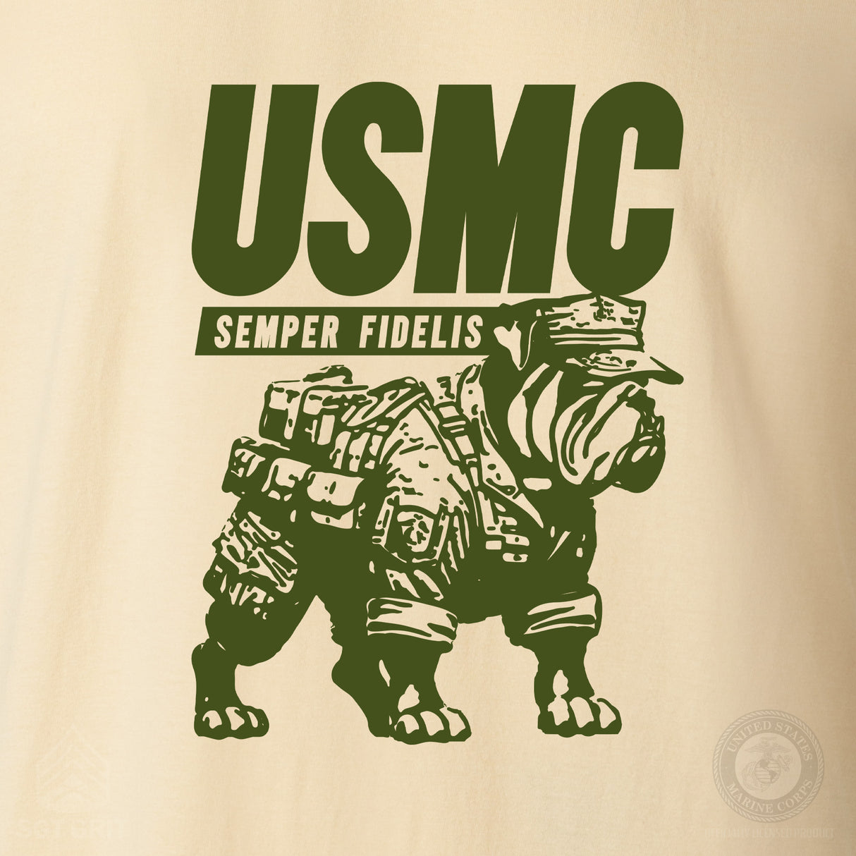 USMC Combat Bulldog T-shirt- Back Design - SGT GRIT