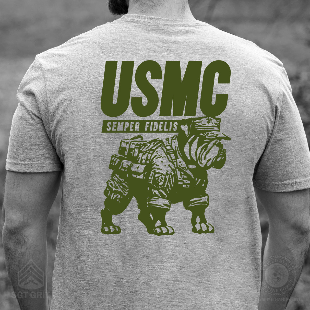 USMC Combat Bulldog T-shirt- Back Design - SGT GRIT