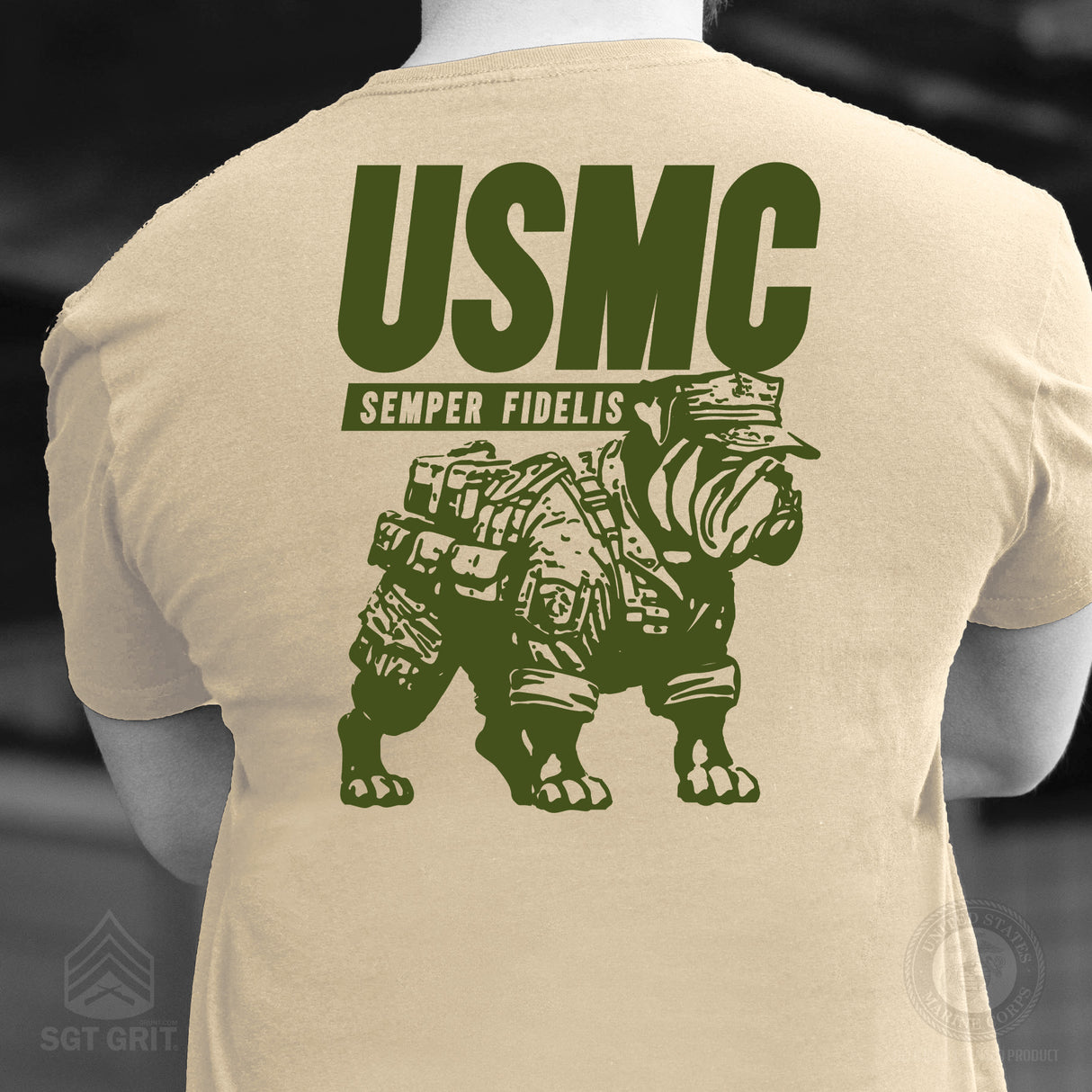 USMC Combat Bulldog T-shirt- Back Design - SGT GRIT